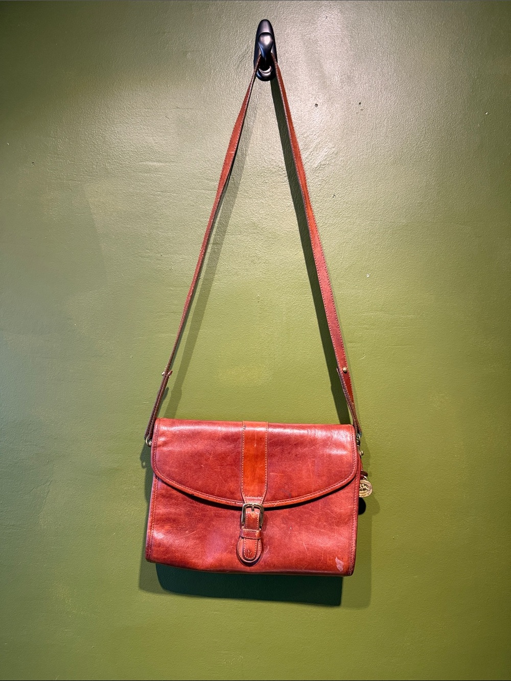 Vintage Brahmin Smooth Leather Crossbody Shoulder Bag